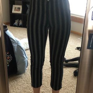 Black and White striped strechy pants